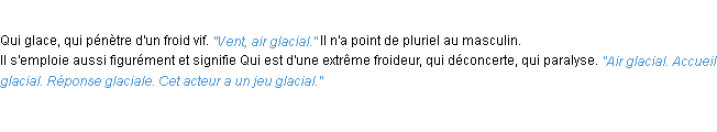 Définition glacial ACAD 1932