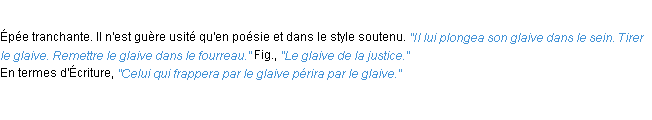 Définition glaive ACAD 1932