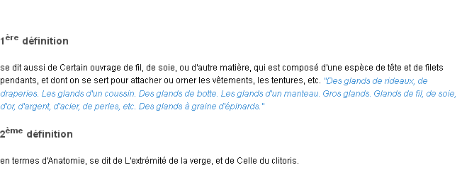 Définition gland ACAD 1835
