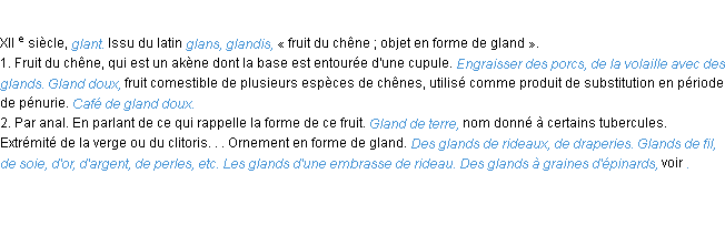 Définition gland ACAD 1986