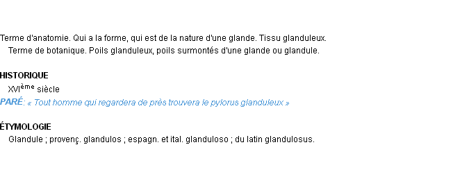 Définition glanduleux Emile Littré