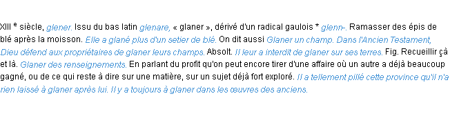 Définition glaner ACAD 1986