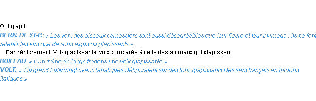 Définition glapissant Emile Littré