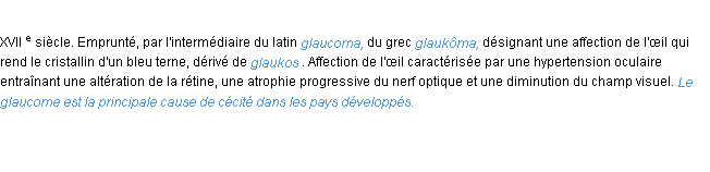 Définition glaucome ACAD 1986