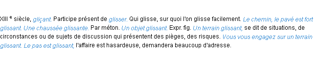 Définition glissant ACAD 1986