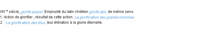 Définition glorification ACAD 1986