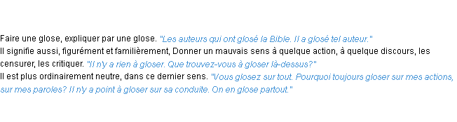 Définition gloser ACAD 1835