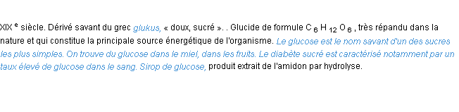 Définition glucose ACAD 1986