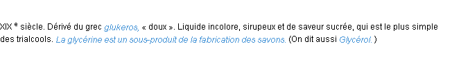 Définition glycérine ACAD 1986