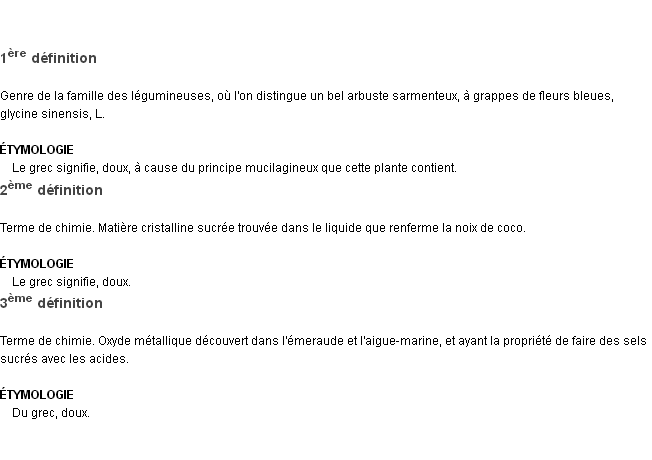 Définition glycine Emile Littré