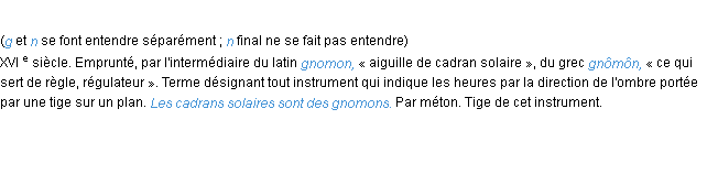 Définition gnomon ACAD 1986