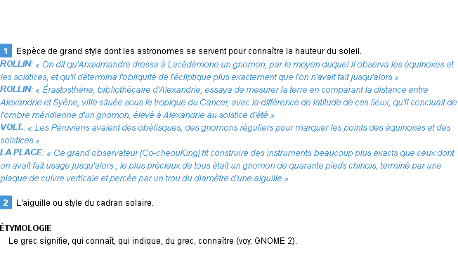 Définition gnomon Emile Littré