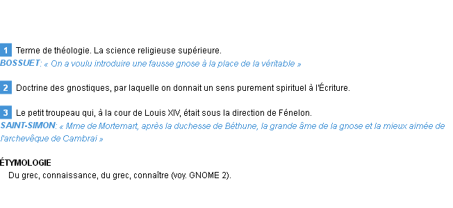 Définition gnose Emile Littré