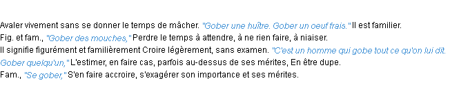 Définition gober ACAD 1932