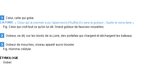 Définition gobeur Emile Littré