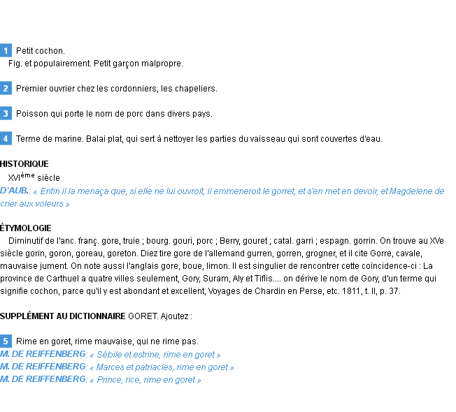 Définition goret Emile Littré