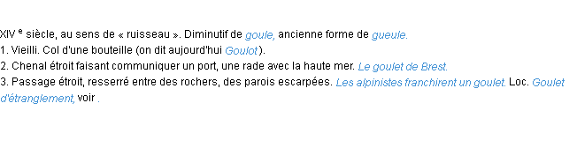 Définition goulet ACAD 1986