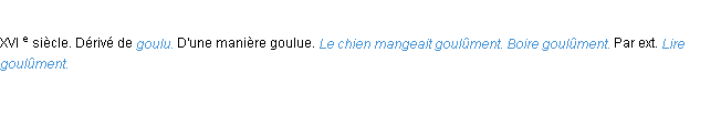 Définition goulûment ACAD 1986