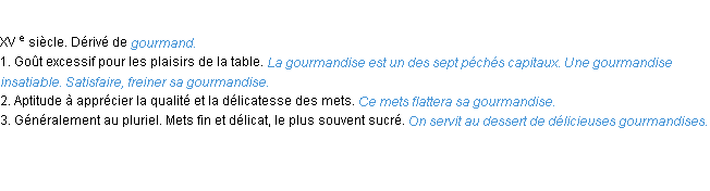 Définition gourmandise ACAD 1986