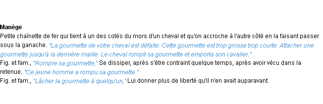 Définition gourmette ACAD 1932