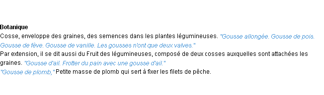 Définition gousse ACAD 1932