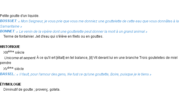 Définition gouttelette Emile Littré