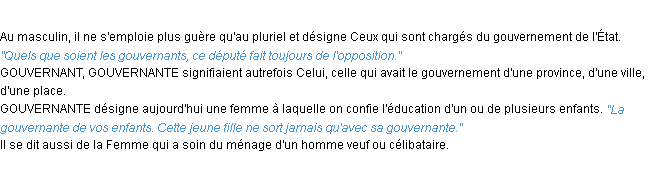 Définition gouvernant ACAD 1932