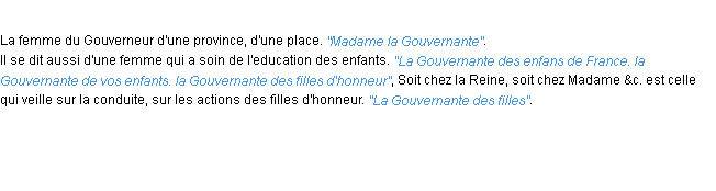 Définition gouvernante ACAD 1694