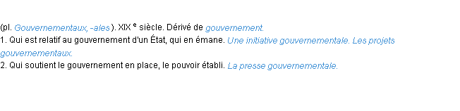 Définition gouvernemental ACAD 1986