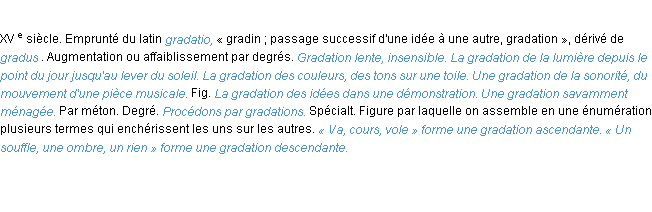 Définition gradation ACAD 1986