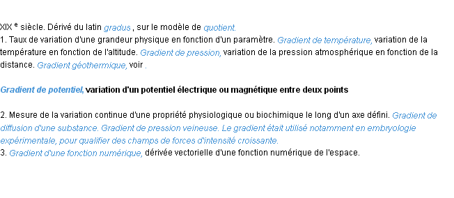 Définition gradient ACAD 1986