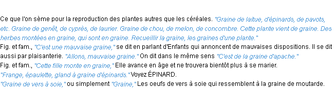 Définition graine ACAD 1932