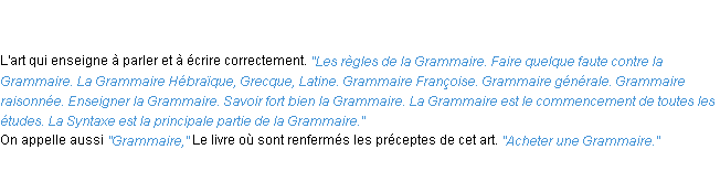 Définition grammaire ACAD 1798