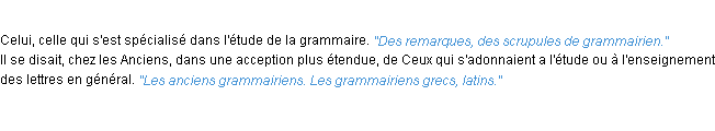 Définition grammairien ACAD 1932