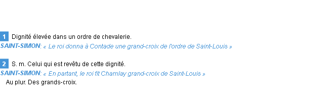 Définition grand-croix Emile Littré