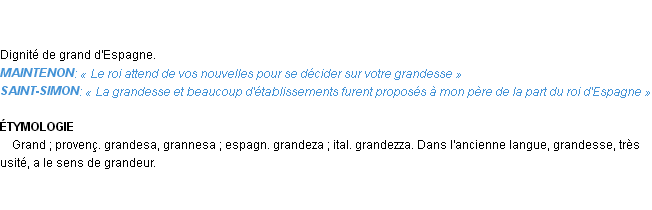 Définition grandesse Emile Littré