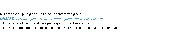 Définition grandi Emile Littré