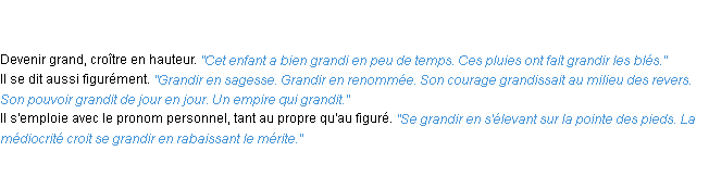 Définition grandir ACAD 1835