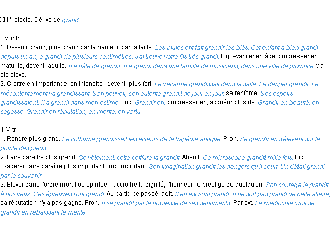 Définition grandir ACAD 1986