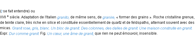 Définition granit ACAD 1986