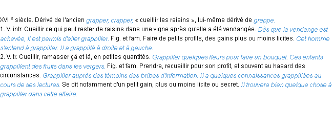 Définition grappiller ACAD 1986