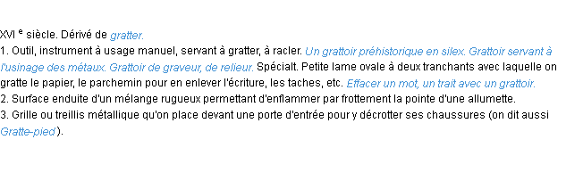 Définition grattoir ACAD 1986