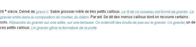 Définition gravier ACAD 1986