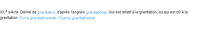 Définition gravitationnel ACAD 1986