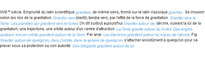 Définition graviter ACAD 1986