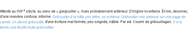 Définition gribouiller ACAD 1986