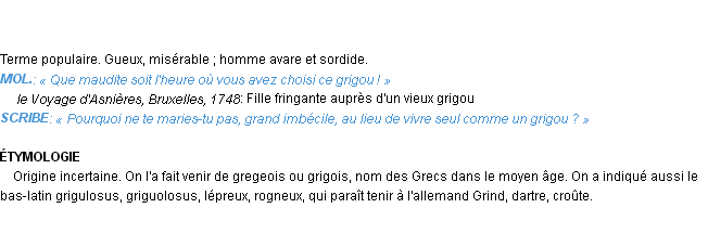 Définition grigou Emile Littré