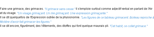 Définition grimacer ACAD 1932