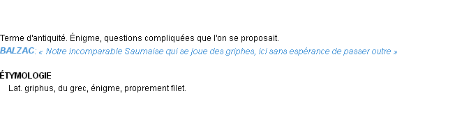 Définition griphe Emile Littré