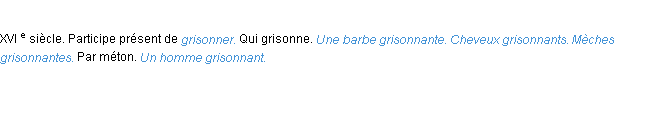 Définition grisonnant ACAD 1986